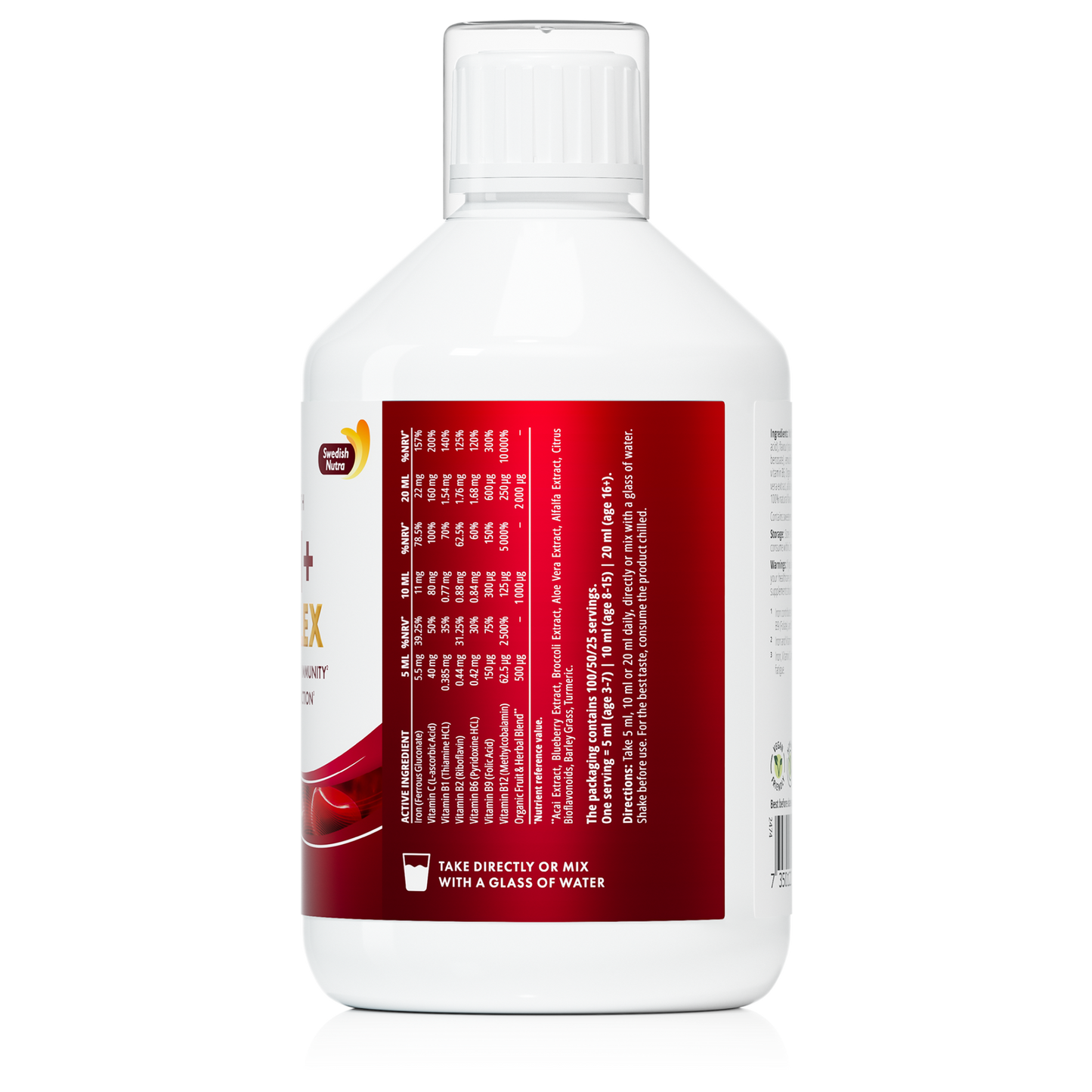 Skystas geležies papildas visai šeimai nuo 3 metų Swedish Nutra Iron B Complex 500 ml