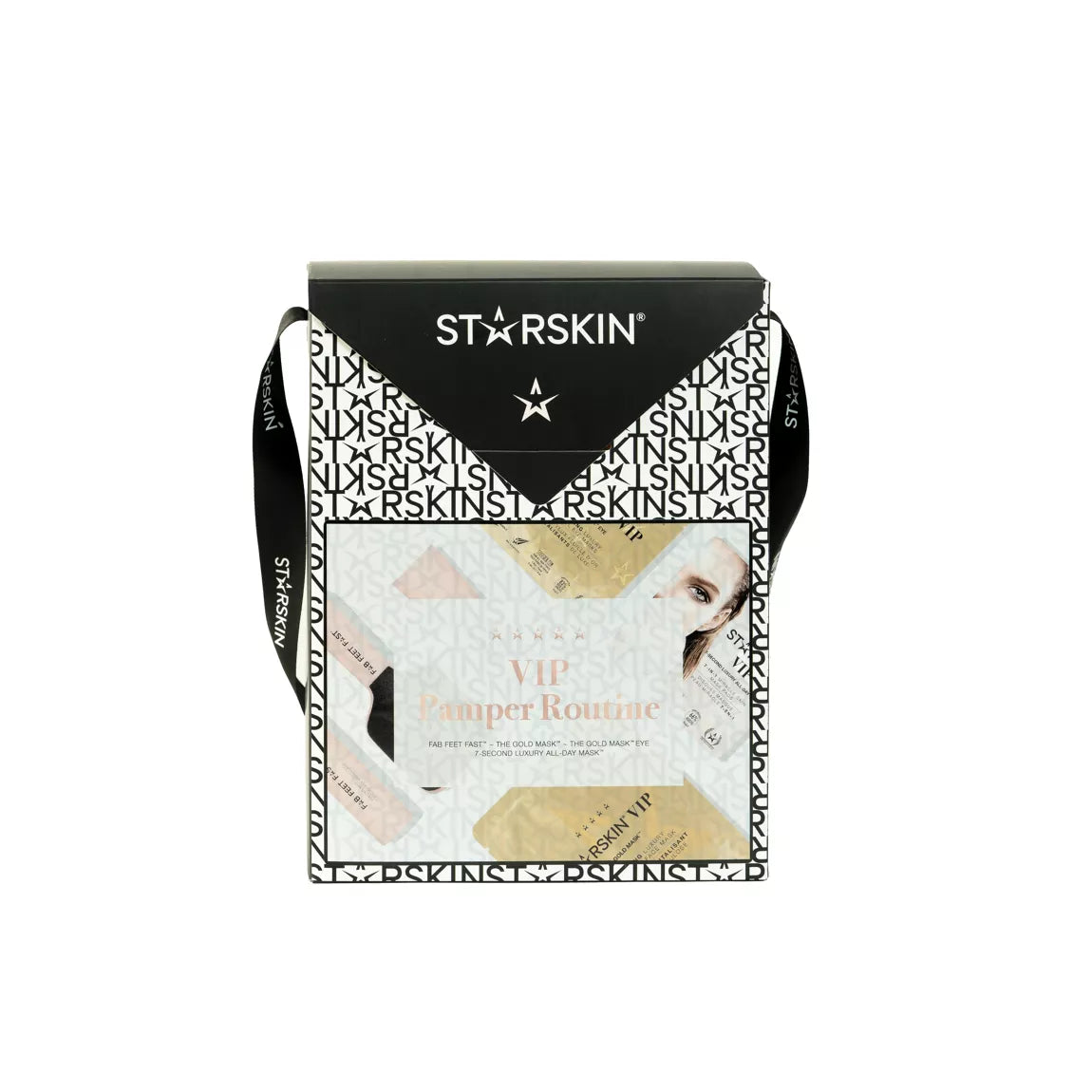 STARSKIN „VIP Pamper Routine“ dovanų rinkinys – prabangi veido ir pėdų odos priežiūra su kaukėmis, pėdų dilde, purškikliu ir kremu. Pagaminta Korėjoje.