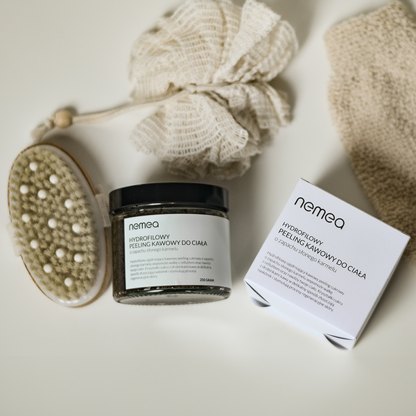 NEMEA Hidrofilinis stangrinamasis kūno šveitiklis - Kava ir sūri karamelė 250g