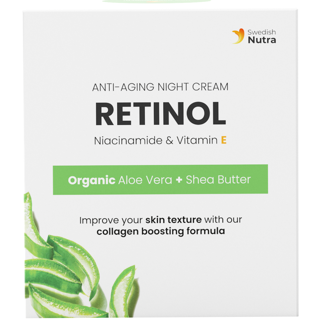 Naktinis anti-aging veido kremas su retinoliu – Swedish Nutra Retinol Night Cream tekstūra ant odos