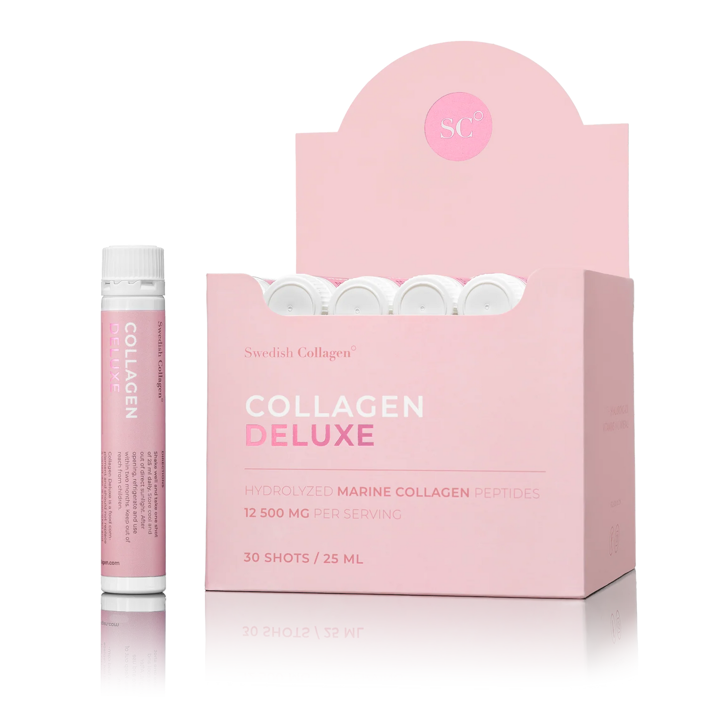 Swedish Collagen Deluxe Shots – 30 dienų kursas su 25 ml šotais, pagaminta Švedijoje