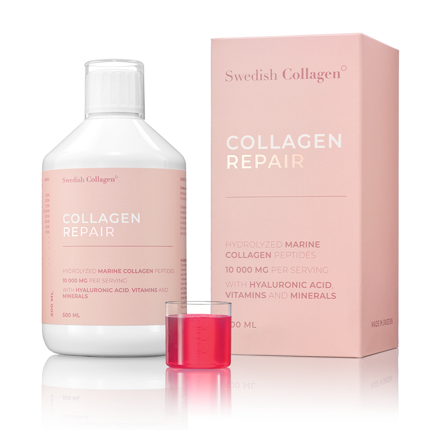 Swedish Collagen Repair buteliukas 500 ml – 10 000 mg jūrinio kolageno odai, plaukams ir nagams.
