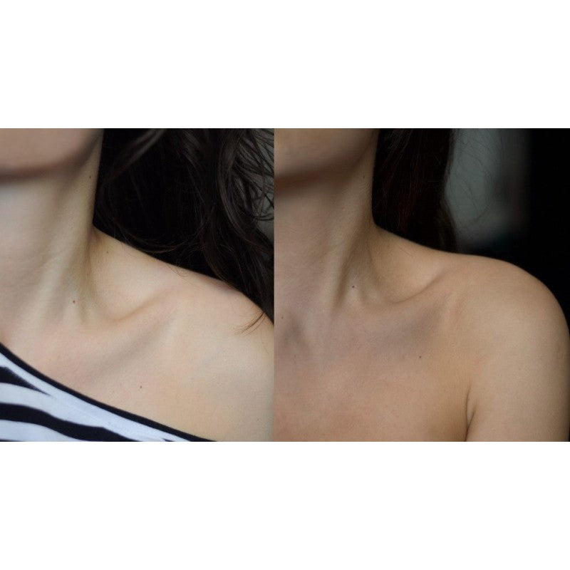 Prieš ir po – natūralus odos atspalvis po Mokosh savaiminio įdegio kūno ir veido losjono naudojimo