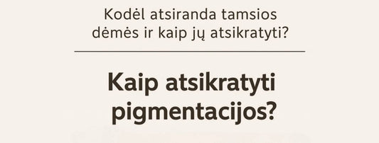 Infografikas apie pigmentaciją: kodėl atsiranda tamsios dėmės ir kaip jų atsikratyti. Pabrėžiama, kad viniferinas yra 62 kartus stipresnis už vitaminą C.