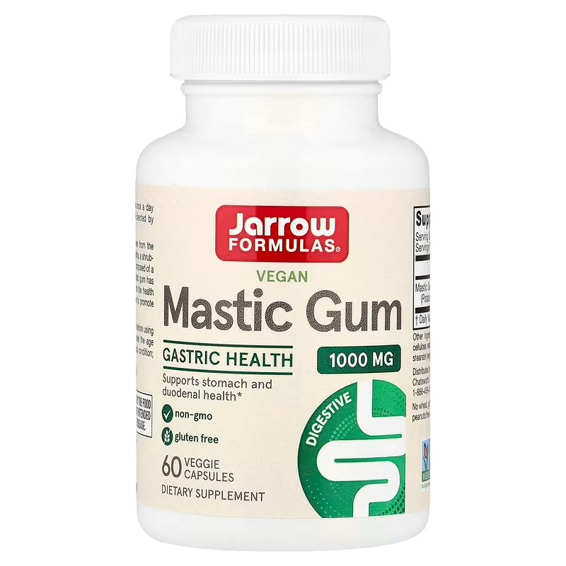 Jarrow Formulas Mastic Gum mastikos derva 500 mg – 60 augalinių kapsulių, pakuotė