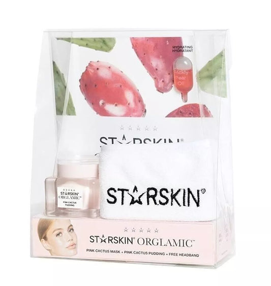 ORGLAMIC™ kelioninis dovanų rinkinys – veido kremas, 2-etapė kaukė ir STARSKIN galvos juosta. Intensyvus drėkinimas ir švytėjimas. Pagaminta Korėjoje.