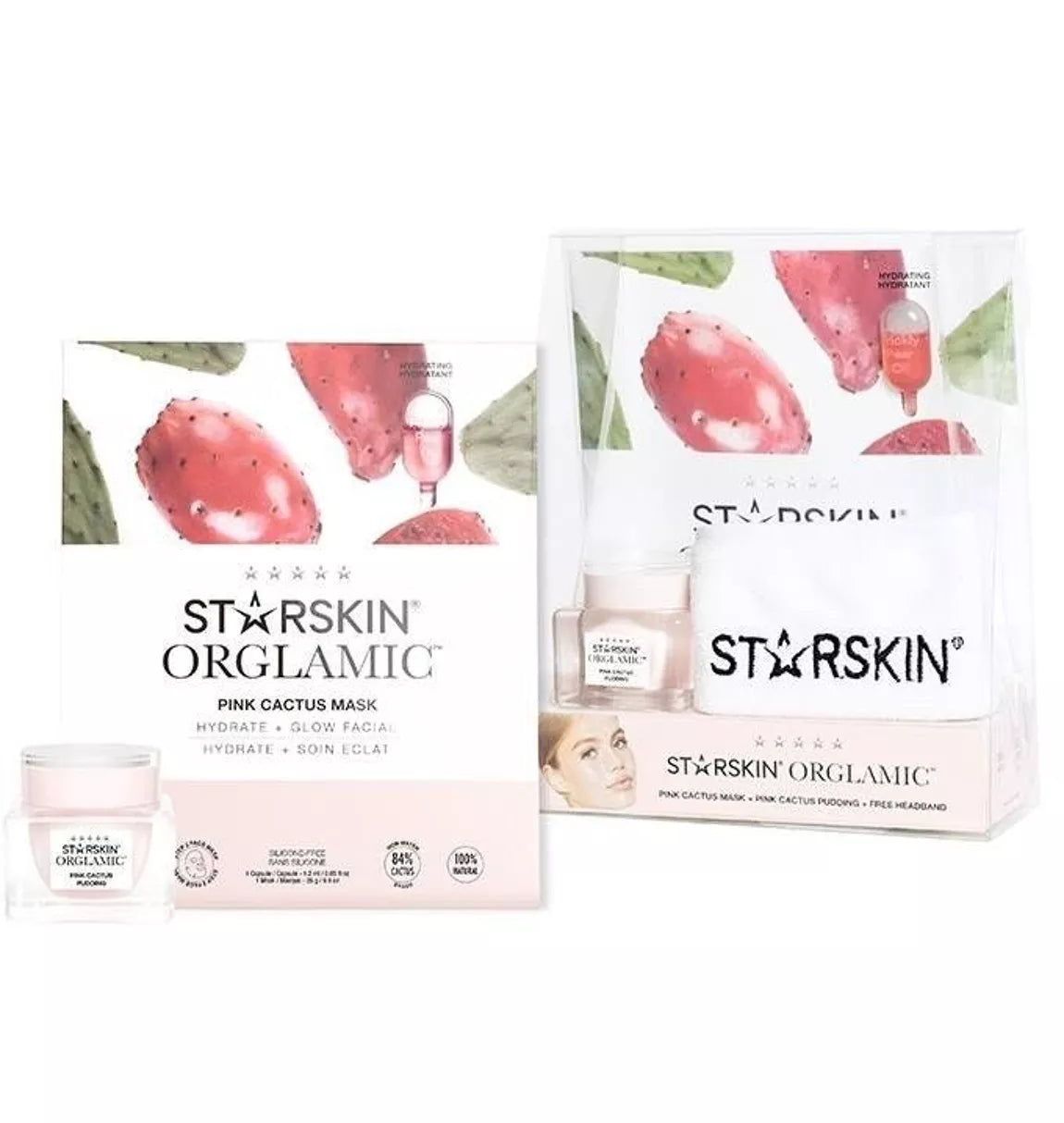 ORGLAMIC™ kelioninis dovanų rinkinys – veido kremas, 2-etapė kaukė ir STARSKIN galvos juosta. Intensyvus drėkinimas ir švytėjimas. Pagaminta Korėjoje.