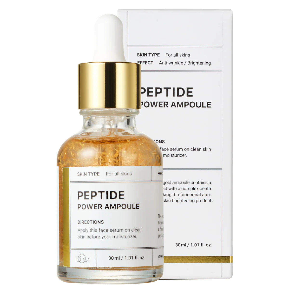 BOM Peptide Power Ampoule drėkinanti ir skaistinanti ampulė veidui 30 ml