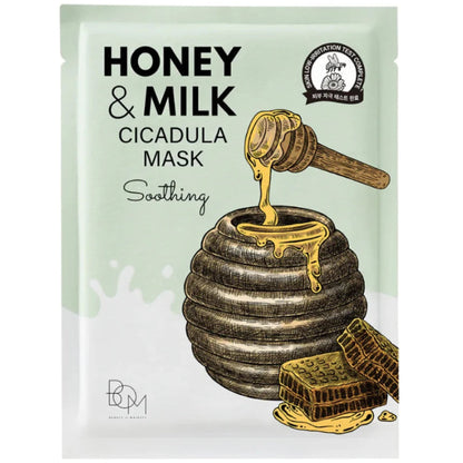     BOM Honey & Milk Cicadula Mask raminanti lakštinė veido kaukė su medumi ir cica