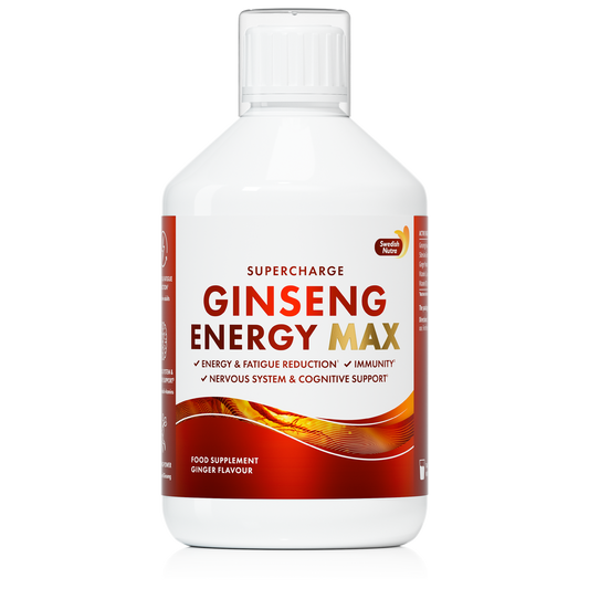 Swedish Nutra Ginseng Energy Max 500 ml - ženšenio ir imbiero skystas energijos papildas su vitaminu C ir B12