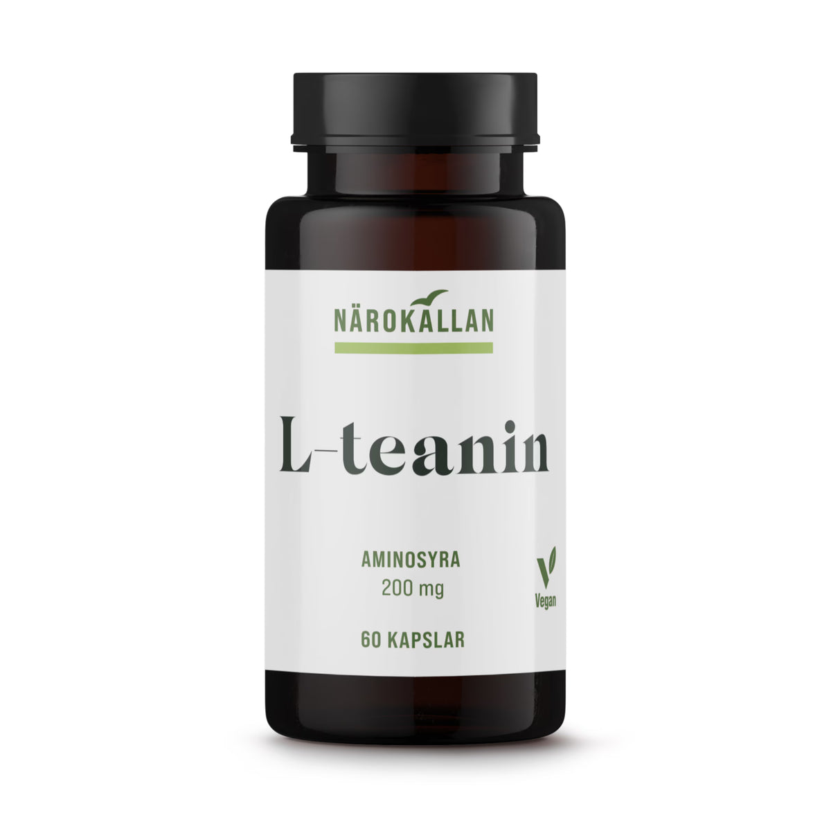 Närokällan L-teaninas 200 mg iš žaliosios arbatos, 60 kapsulių pakuotė
