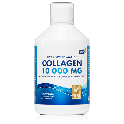 Swedish Nutra skystas jūrinis kolagenas 10 000 mg su biotinu ir hialurono rūgštimi 500 ml