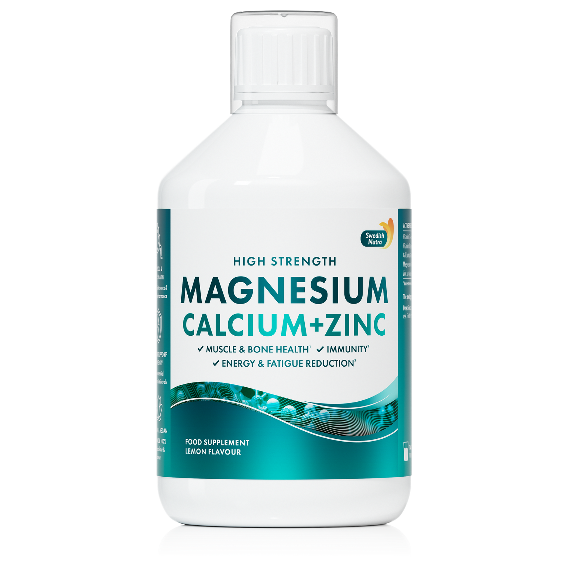 Swedish Nutra Magnesium Calcium Zinc - skystas magnio, kalcio ir cinko kompleksas su vitaminu C ir D3, 500 ml