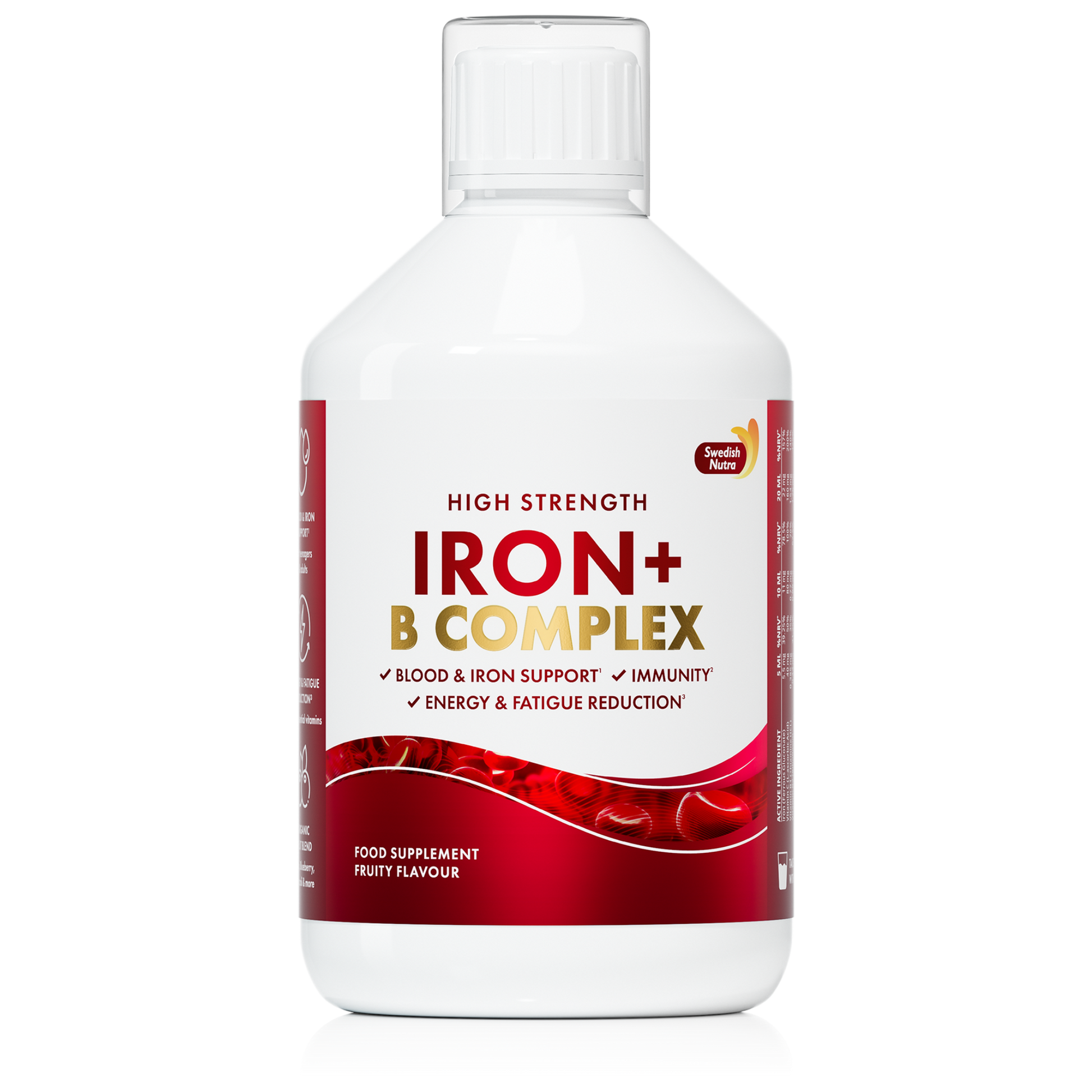     Swedish Nutra Iron + B Complex skystas geležies papildas su vitaminu C ir B grupės vitaminais