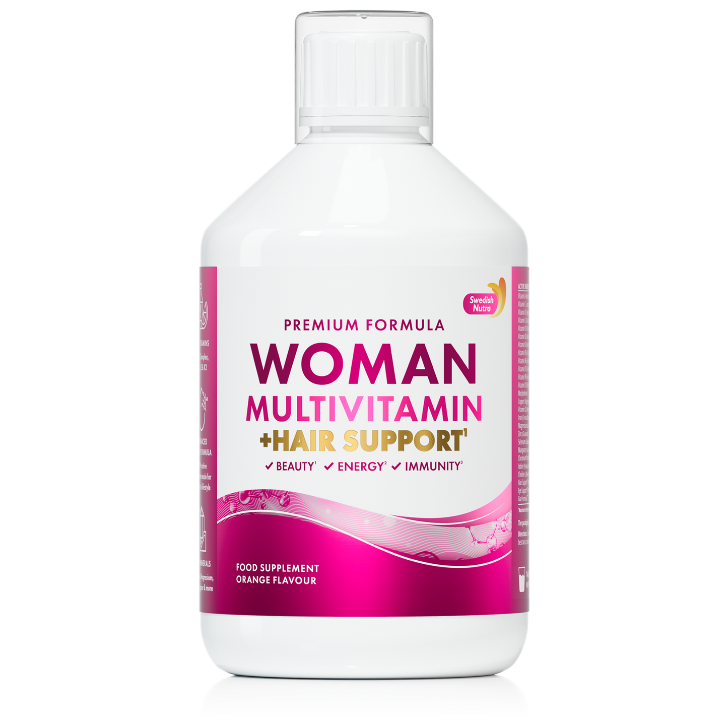 Swedish Nutra Woman Multivitamin Hair Support - skysti multivitaminai moterims plaukams odai ir nagams, 500 ml
