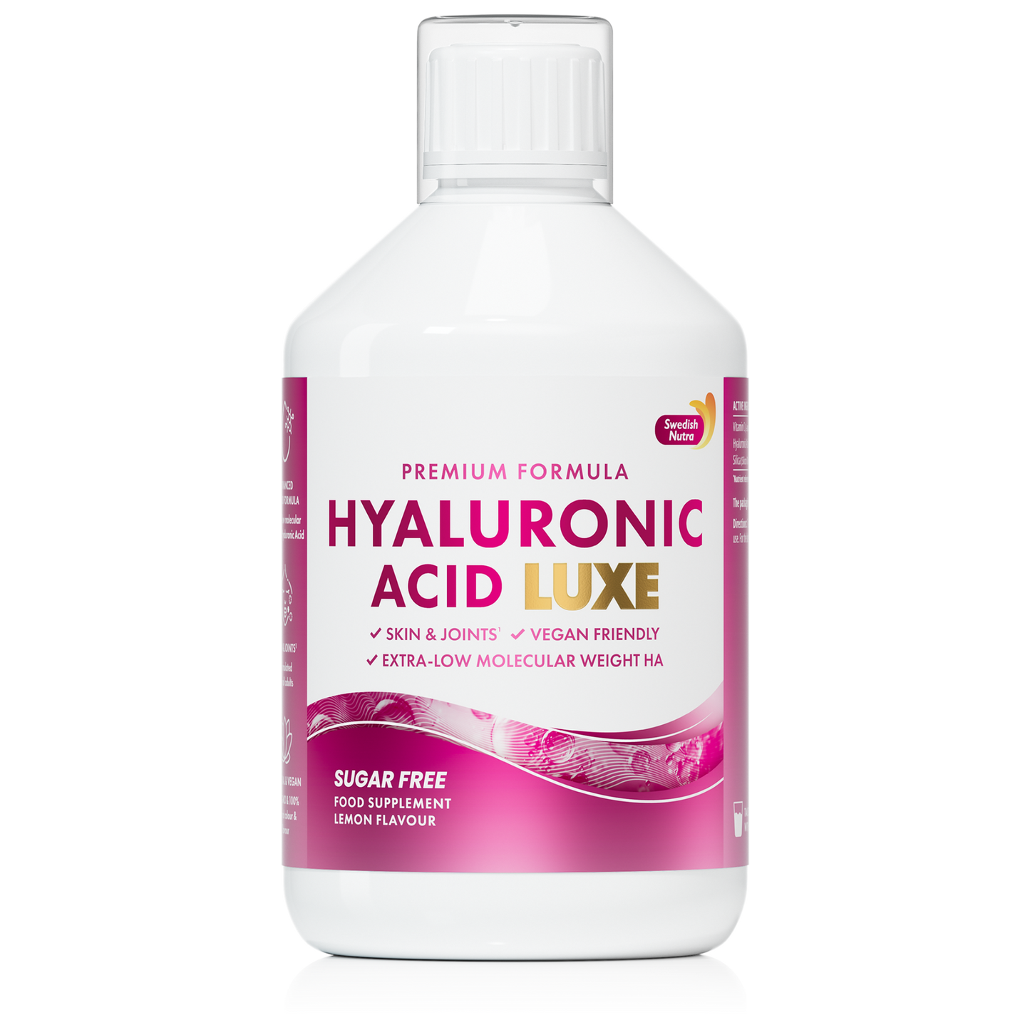 Swedish Nutra Hyaluronic Acid Luxe 500 ml - hialurono rūgštis odai ir sąnariams su vitaminu C