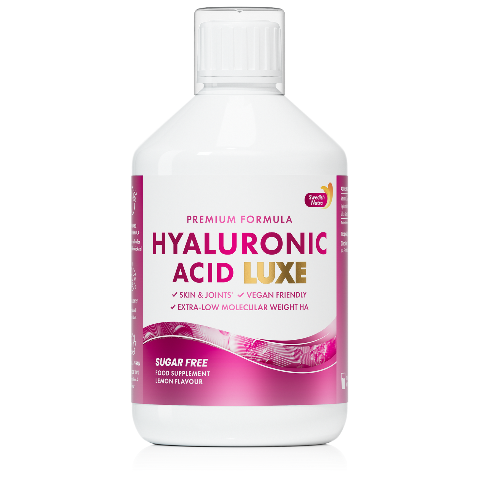 Swedish Nutra Hyaluronic Acid Luxe 500 ml - hialurono rūgštis odai ir sąnariams su vitaminu C