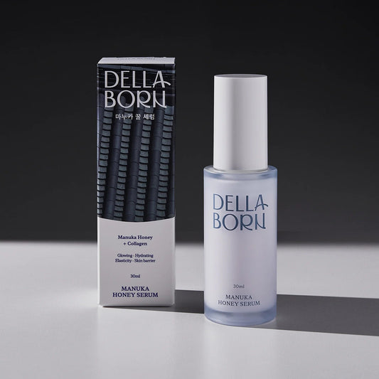 Drėkinamasis serumas su manukos medumi ir kolagenu – suteikia švytėjimą, stiprina odos barjerą ir elastingumą. Tinka sausai ir jautriai odai.