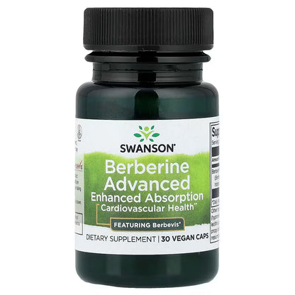 Swanson Berberine Advanced su Berbevis® 550 mg – 30 augalinių kapsulių, pakuotė