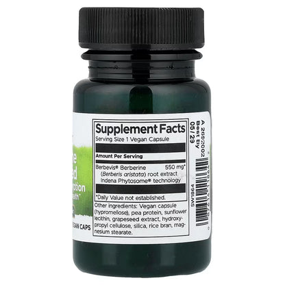 Swanson Berberine Advanced – sudėties etiketė, 550 mg Berbevis® komplekso vienoje kapsulėje