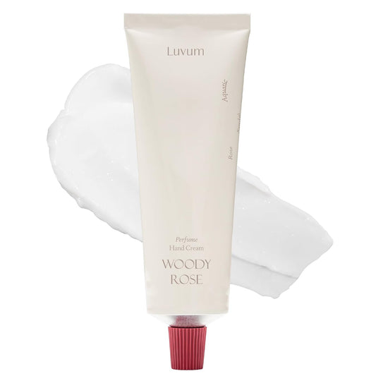 Luvum Woody Rose rankų kremas su rožių ir santalmedžio aromatu – drėkina ir minkština rankų odą, Luminosa.lt