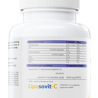 Osavi liposominio vitamino C etiketė – 1000 mg dviejose kapsulėse