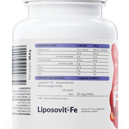 Osavi liposominės geležies etiketė – 20 mg geležies vienoje kapsulėje