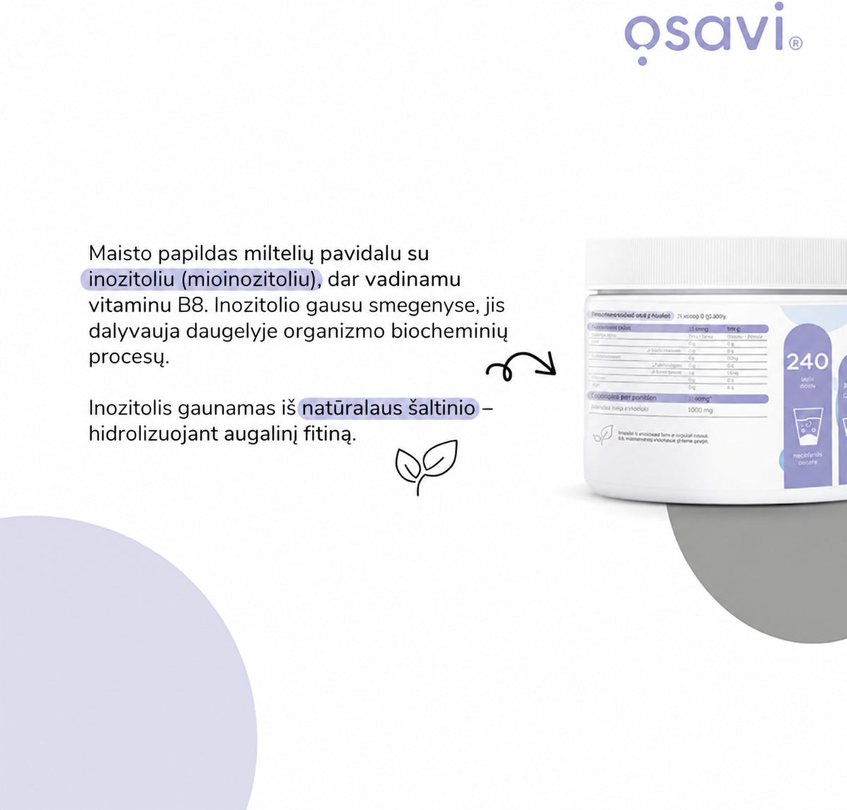 Osavi mioinozitolis – informacija apie inozitolį ir augalinę jo kilmę