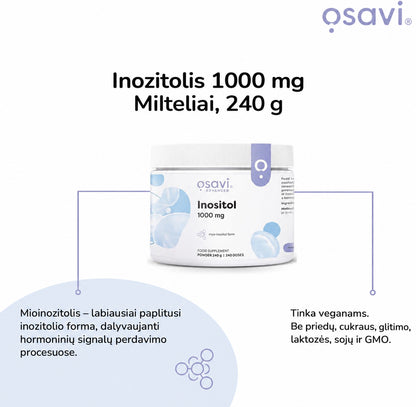 Osavi inozitolio milteliai – mioinozitolio forma ir sudėties ypatybės