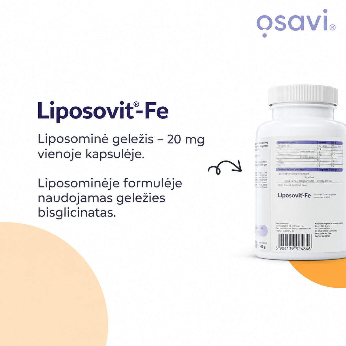 Osavi Liposovit-Fe liposominės geležies formulė