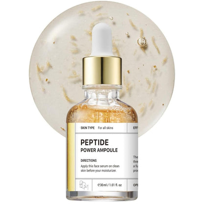 BOM Peptide Power Ampoule peptidų ampulė veidui su auksu ir hialurono rūgštimi 30 ml