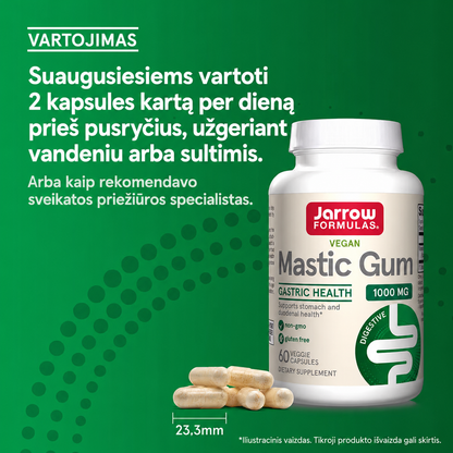 Jarrow Formulas Mastic Gum vartojimas – 2 kapsulės per dieną prieš pusryčius