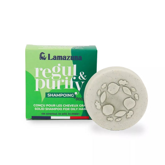 Lamazuna kietasis šampūnas su žaliuoju moliu ir spirulina – valo, stiprina plaukus, skatina augimą, be sulfatų