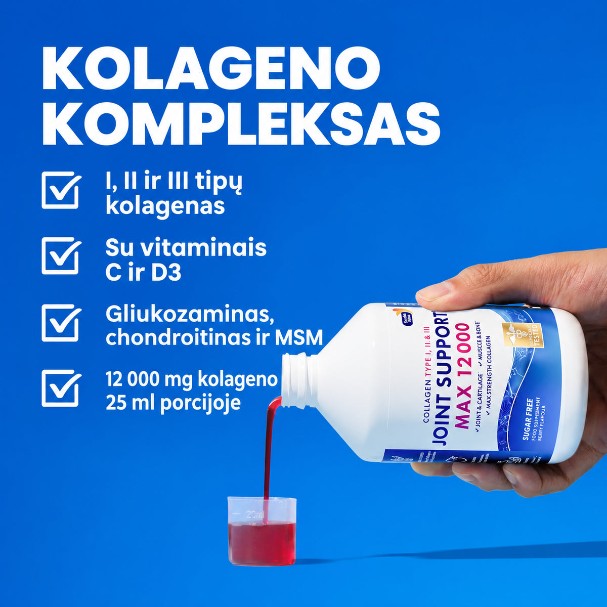 Swedish Nutra Joint Support Max – kolagenas su gliukozaminu, chondroitinu, MSM ir vitaminais