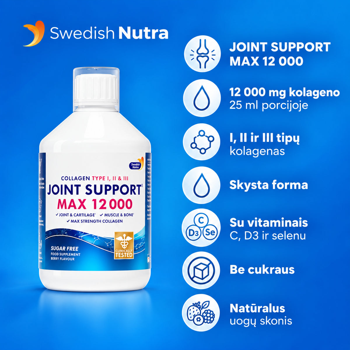 Swedish Nutra Joint Support Max kolageno komplekso savybės