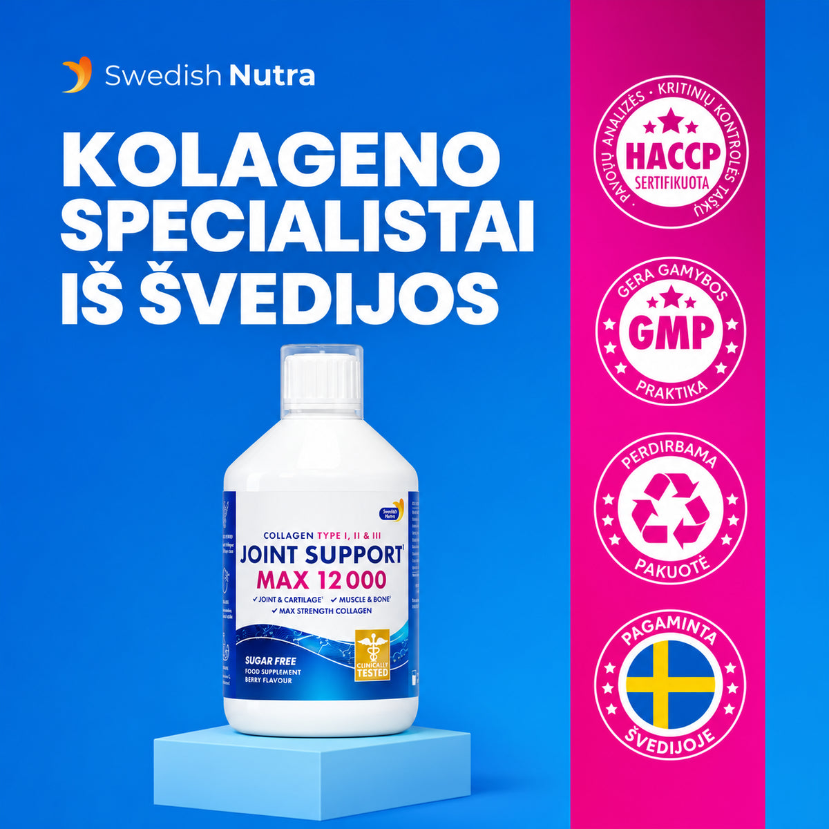 Swedish Nutra Joint Support Max – kolageno specialistai iš Švedijos ir kokybės ženklai