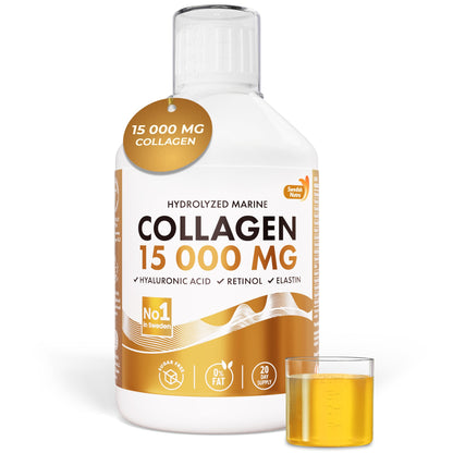 Swedish Nutra Marine Collagen 15000 mg skystas jūrinis kolagenas, 500 ml buteliukas