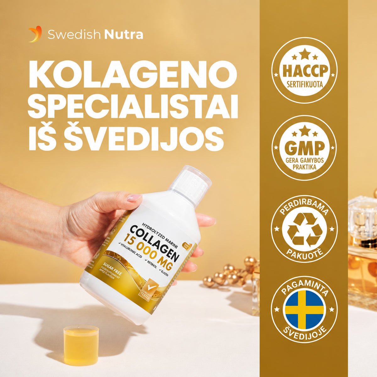 Swedish Nutra Marine Collagen – gamyba Švedijoje ir kokybės ženklai