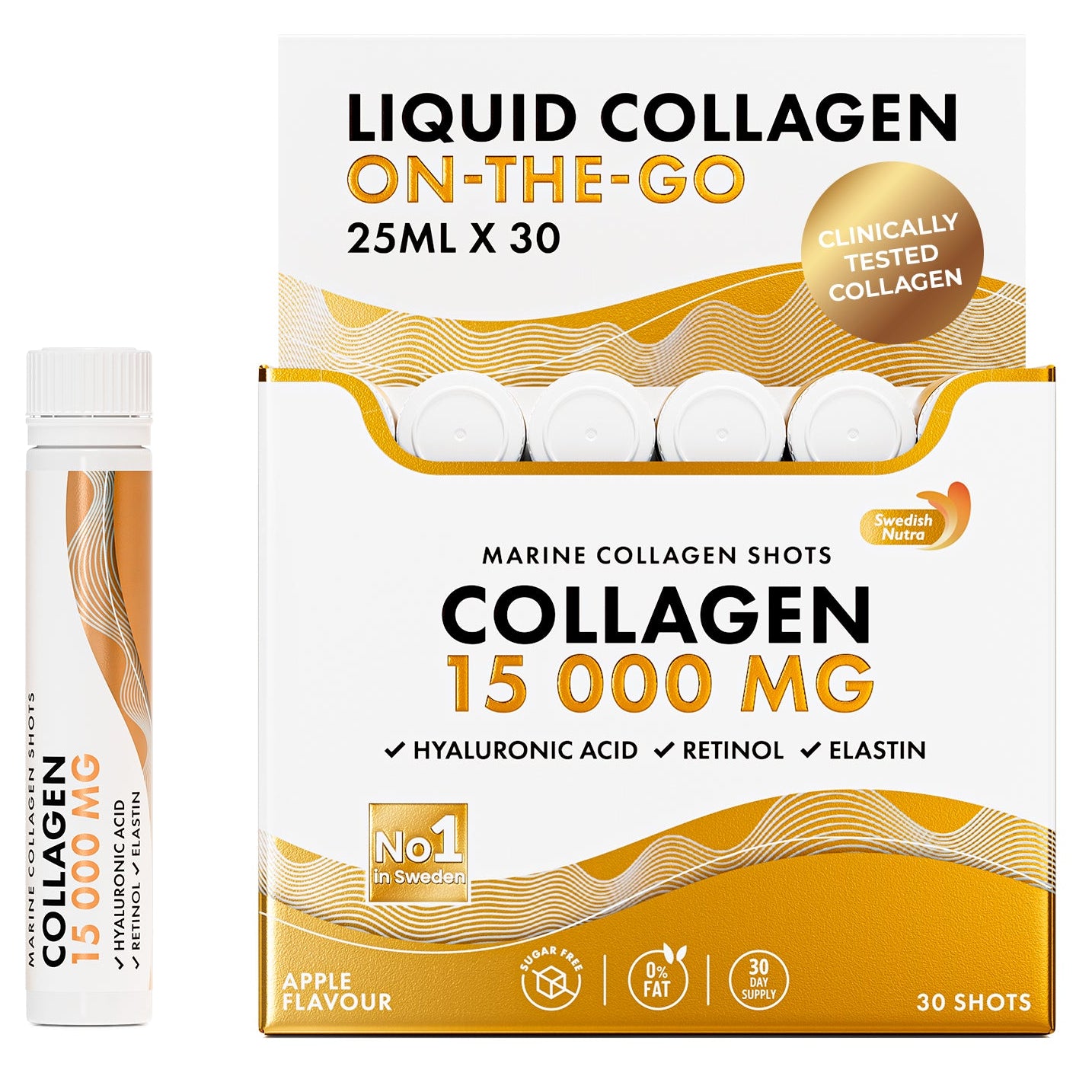 Swedish Nutra Marine Collagen 15000 mg kolageno šotai, 30 x 25 ml