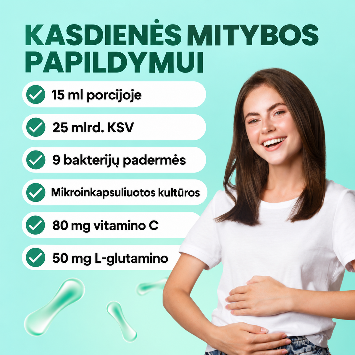 Swedish Nutra Probiotics Max – 25 mlrd. KSV, 9 bakterijų padermės ir vitaminas C