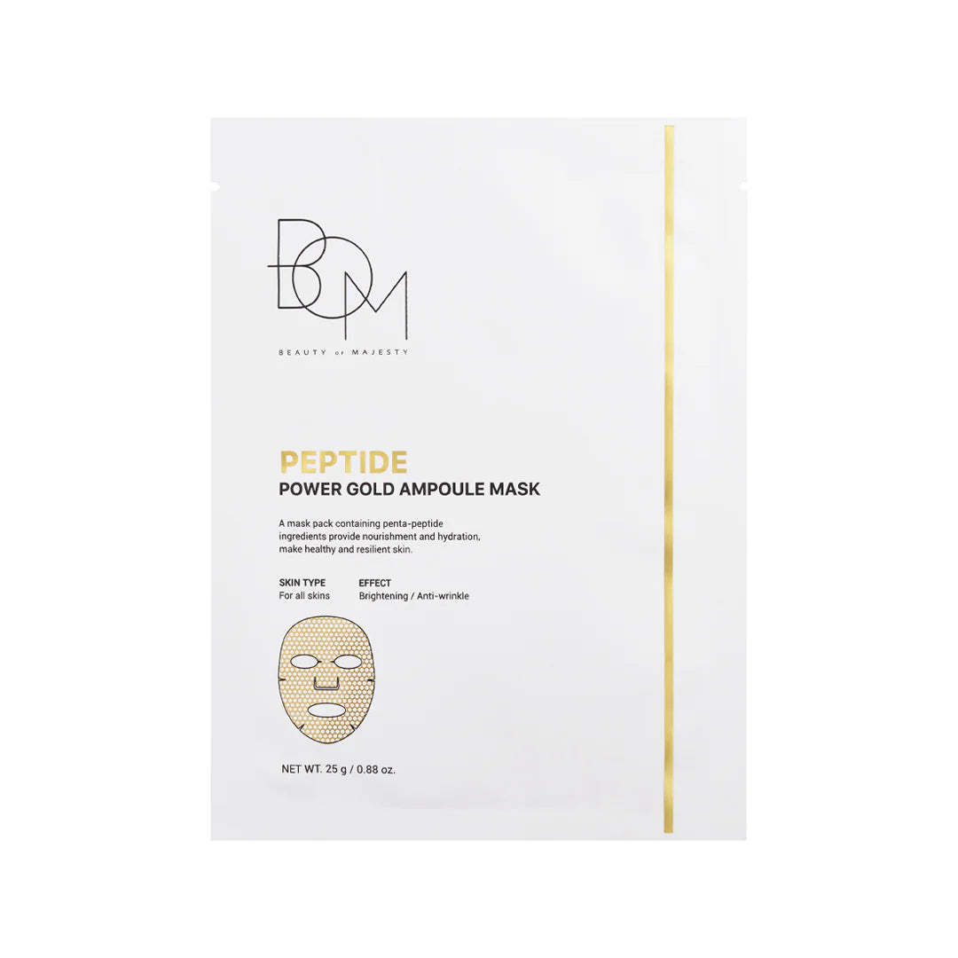 BOM Peptide Power Gold Ampoule Mask skaistinanti ir drėkinanti lakštinė kaukė veidui