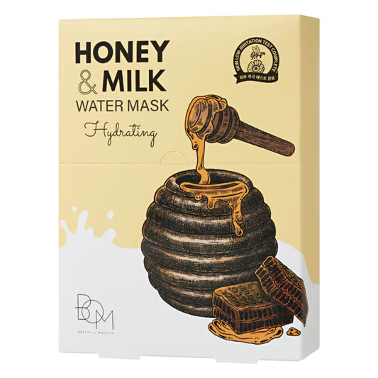 BOM Honey & Milk Mask 10 vnt lakštinių veido kaukių rinkinys su medumi ir pieno baltymais
