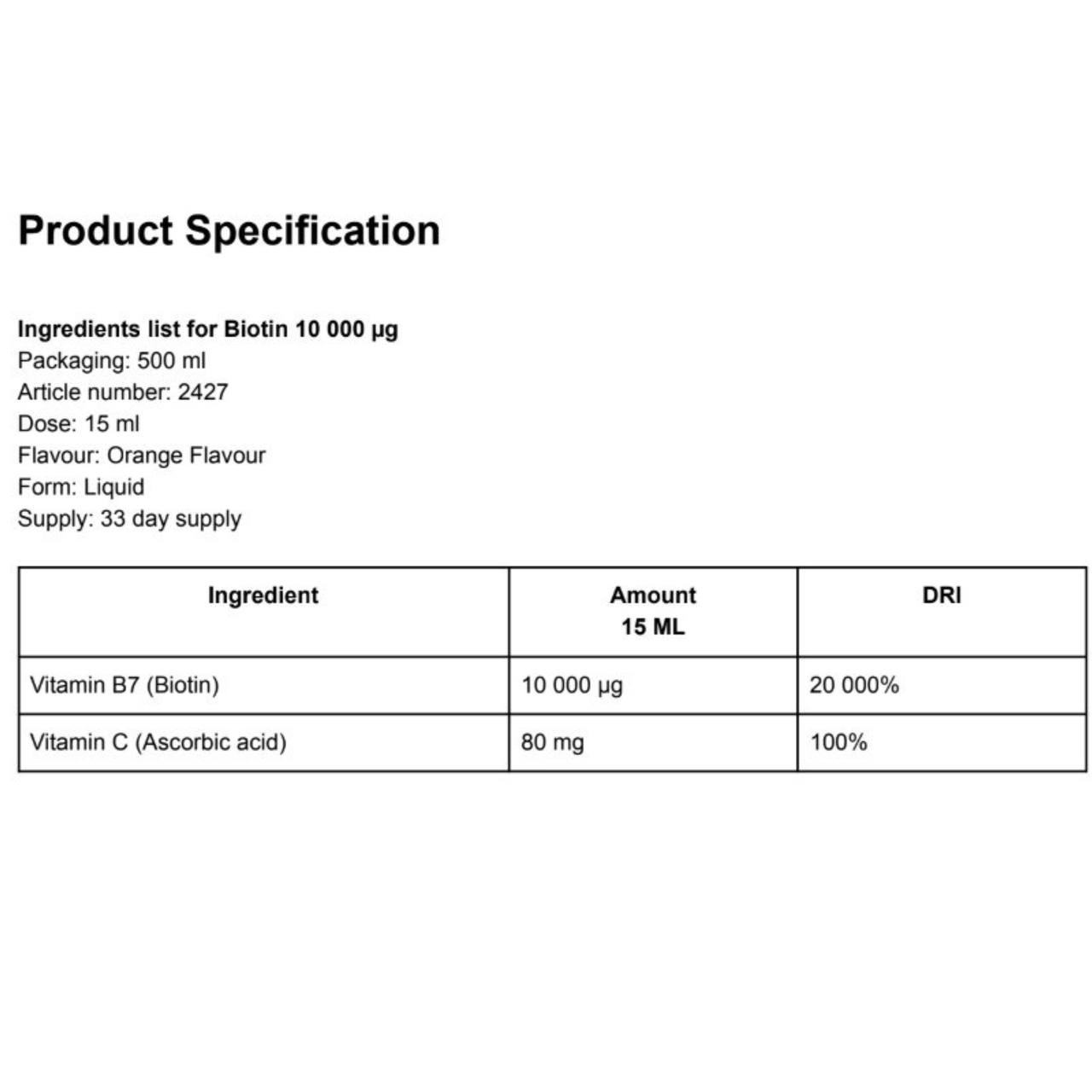 Biotino ir vitamino C papildas plaukų augimui, odai ir nagams, veganiškas su apelsinų skoniu
