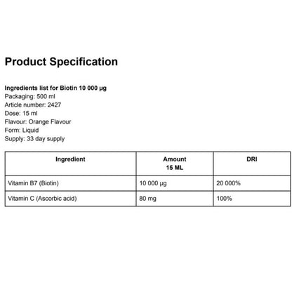 Biotino ir vitamino C papildas plaukų augimui, odai ir nagams, veganiškas su apelsinų skoniu