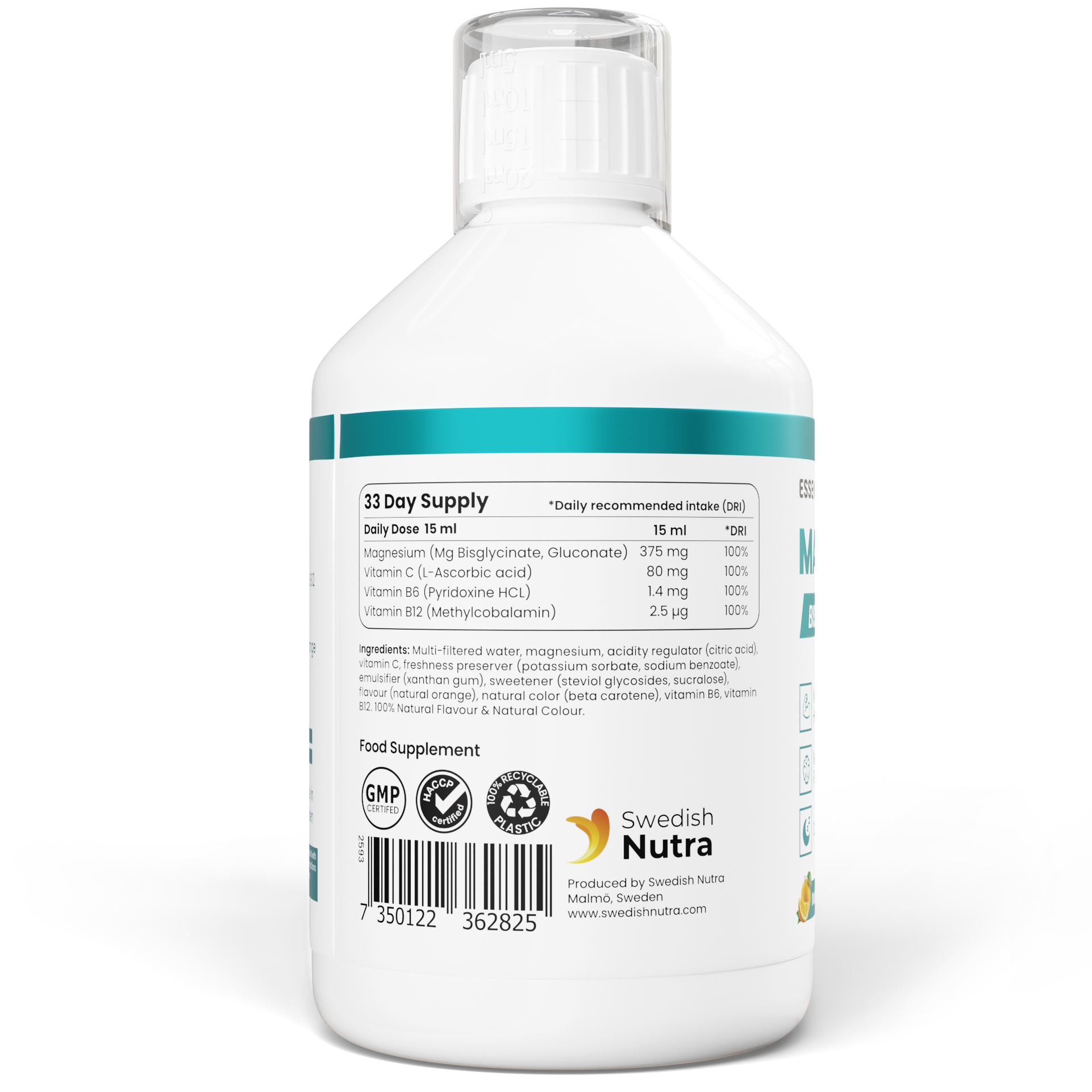 Essentials 100 Liquid Magnesium Bisglycinate 500 ml - skystas magnio papildas energijai, miegui ir raumenų funkcijai