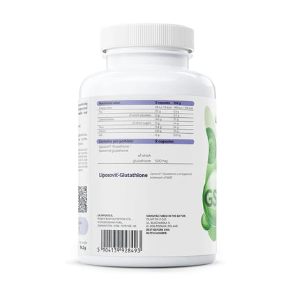 Osavi liposominio glutationo etiketė – 500 mg glutationo dviejose kapsulėse