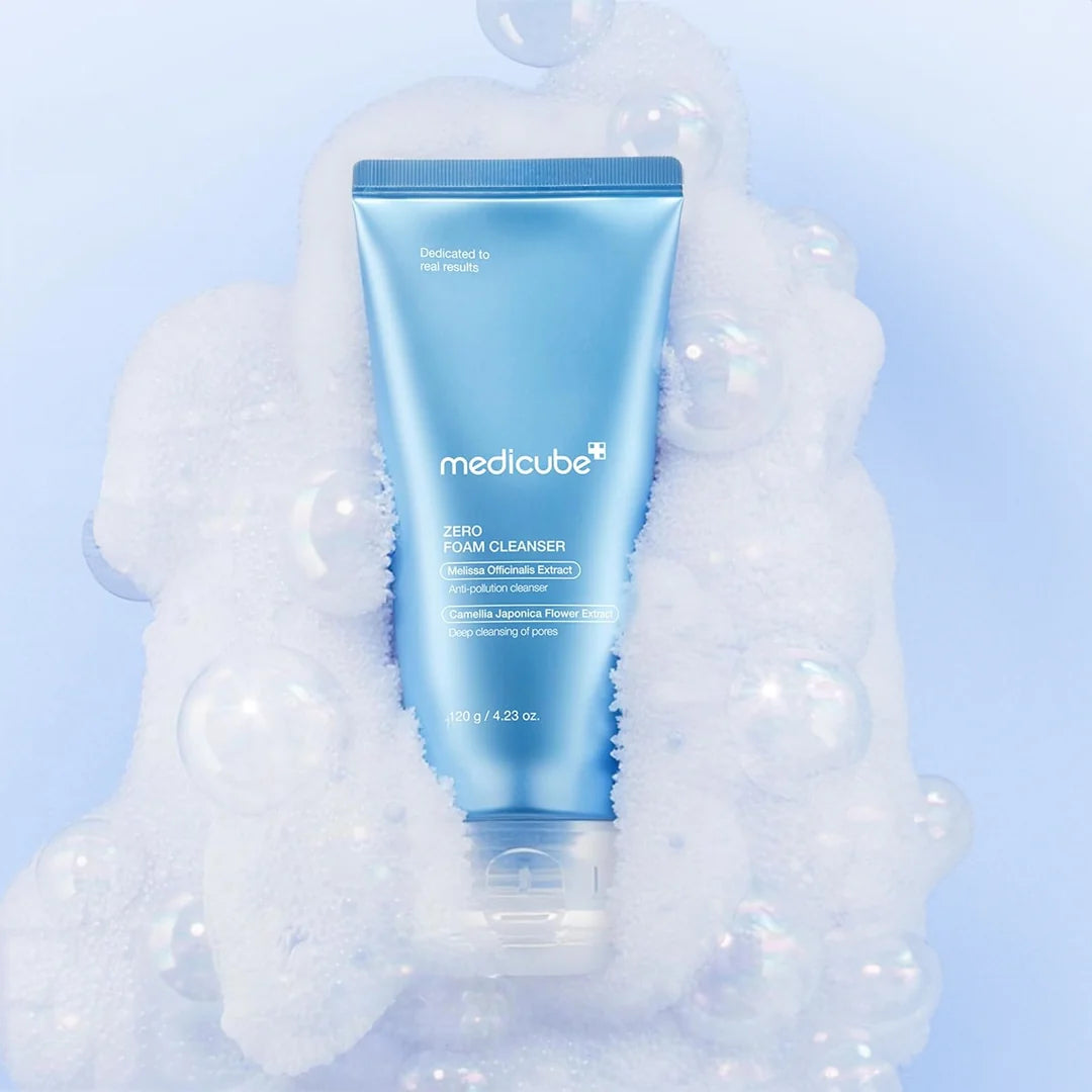 Medicube Zero Foam Cleanser – putojančio prausiklio pakuotė ir tekstūra