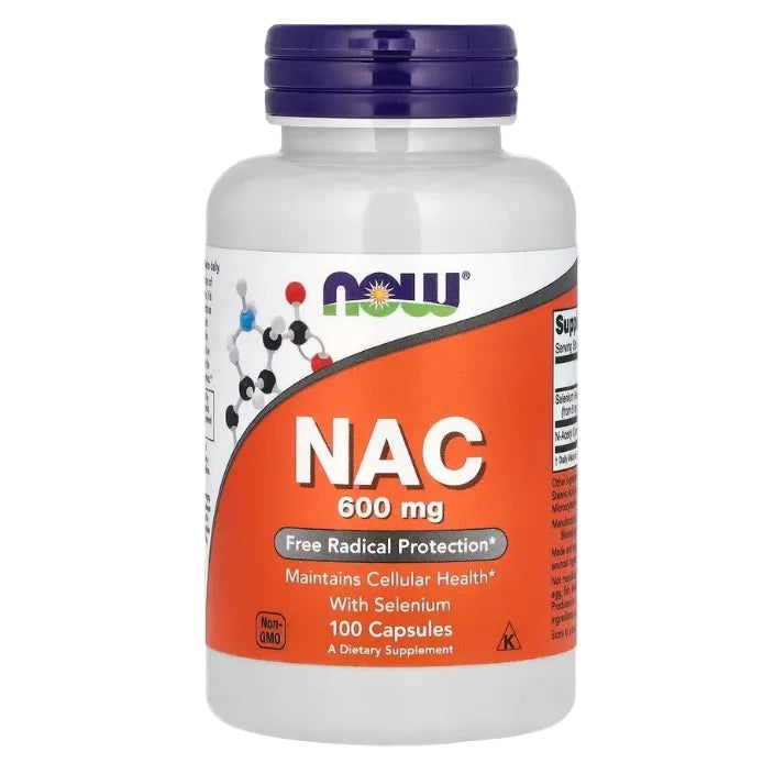NOW Foods NAC 600 mg su selenu – 100 kapsulių
