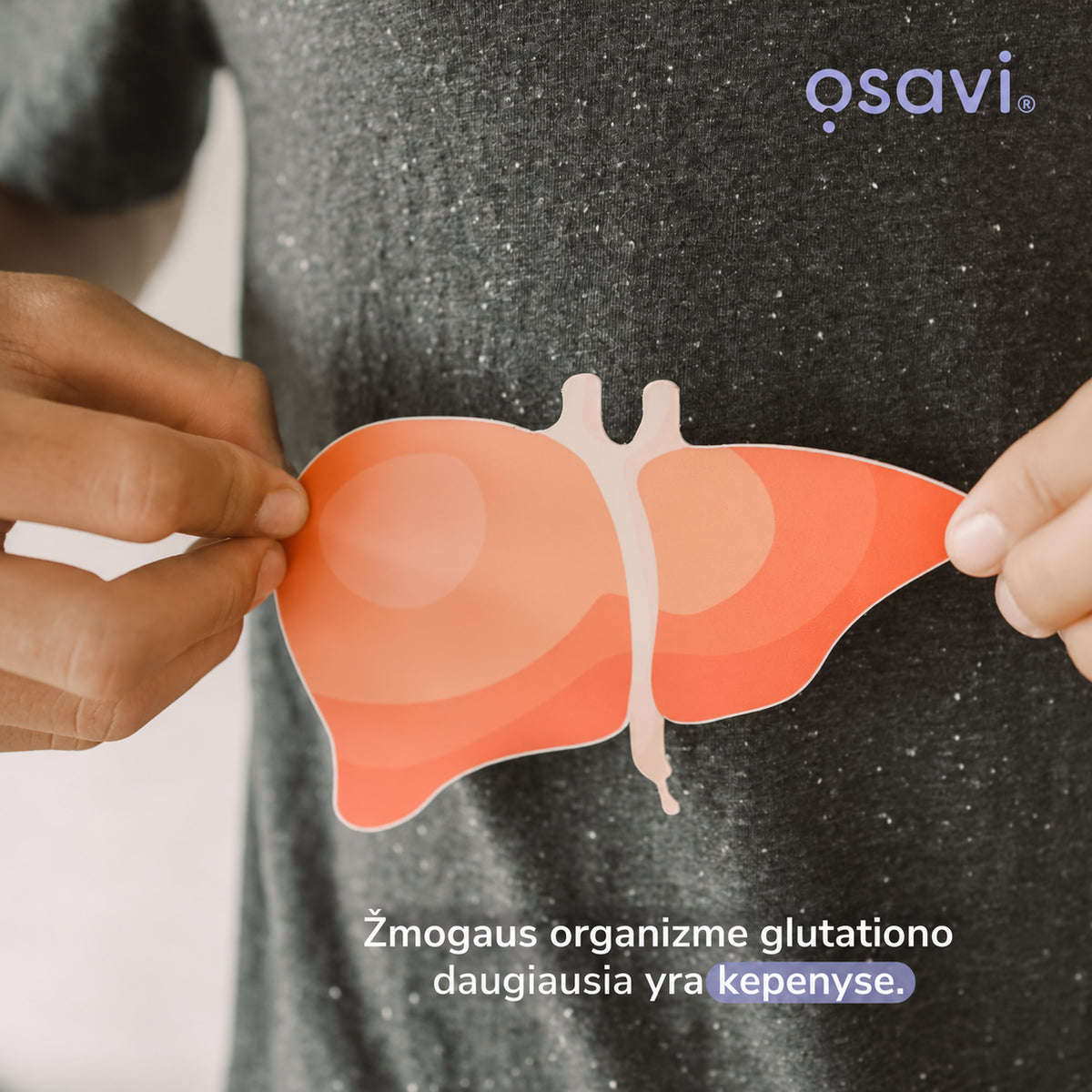Kepenų iliustracija ir informacija apie glutationą žmogaus organizme