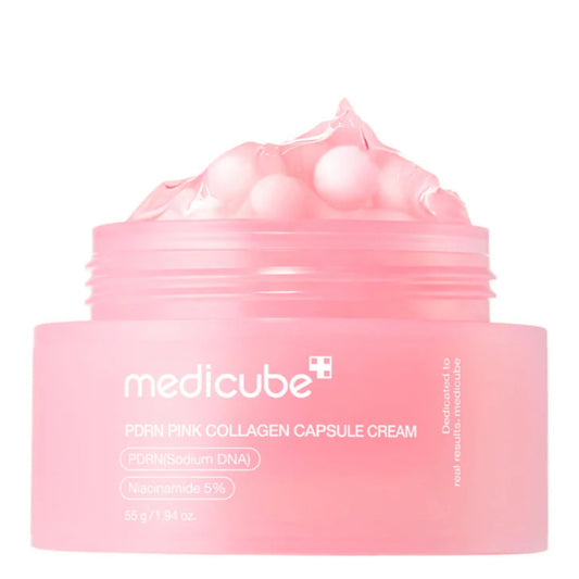 1. Medicube PDRN Pink Collagen Capsule Cream kapsulinis veido kremas su kolagenu ir PDRN